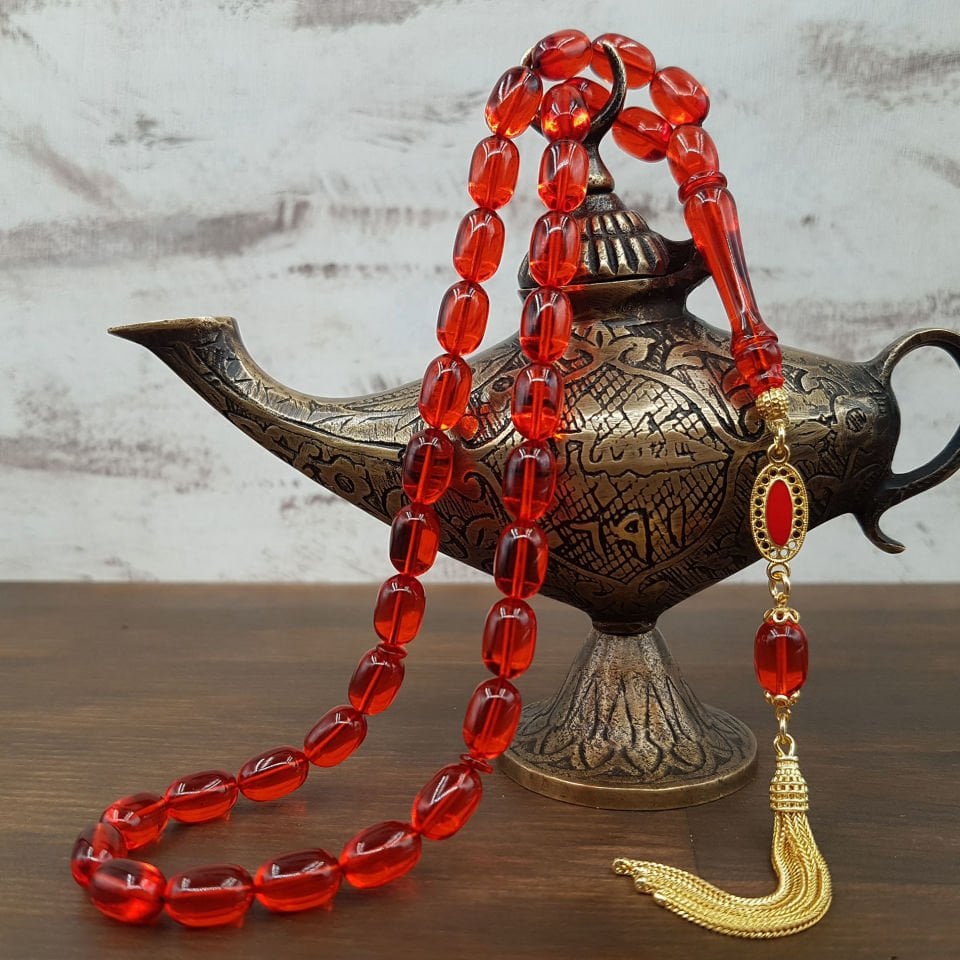 Gümüş Püskül Kapsül Turuncu Ateş Kehribar Tesbih