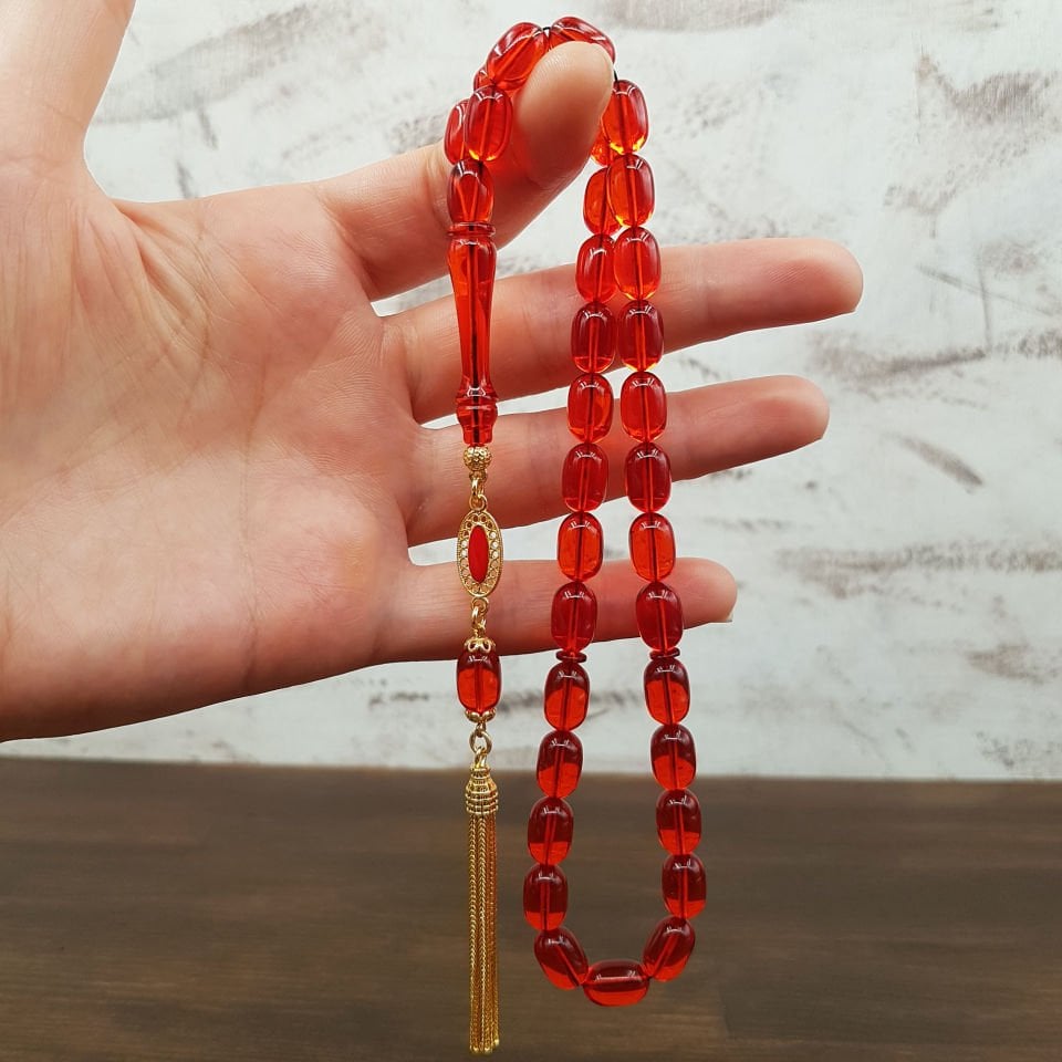 Gümüş Püskül Kapsül Turuncu Ateş Kehribar Tesbih