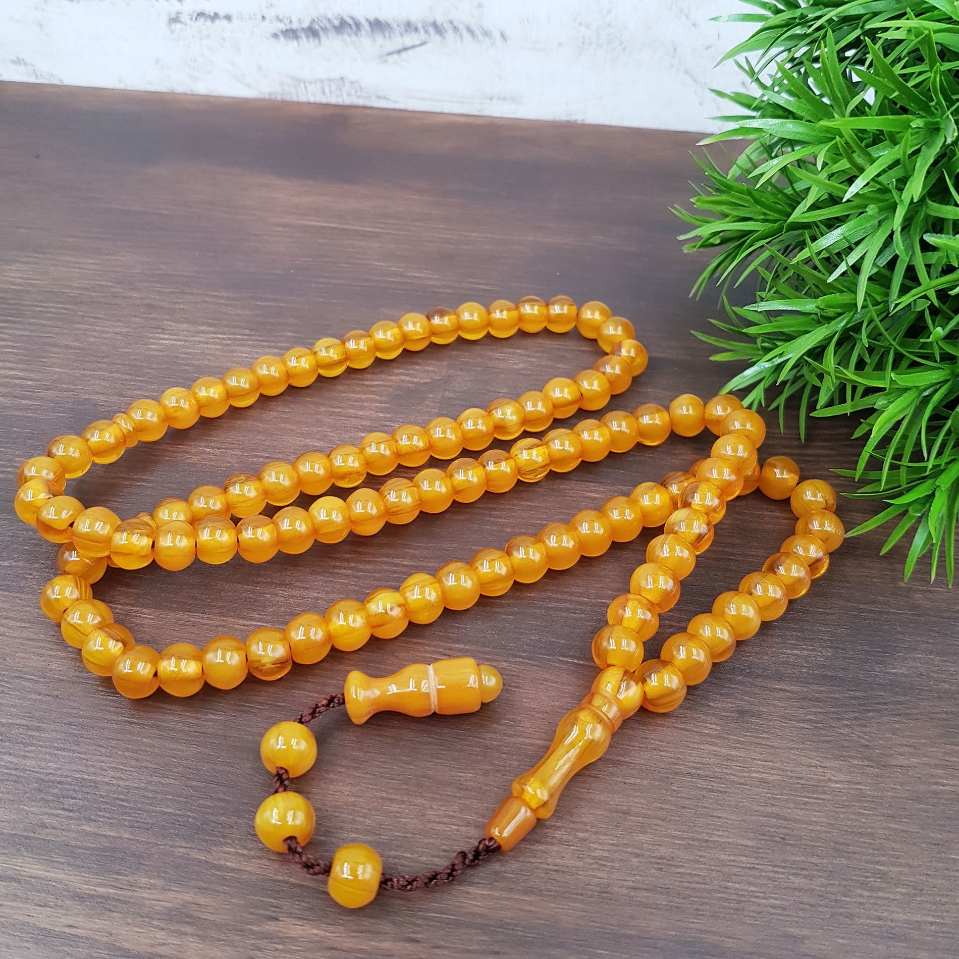 99 Habbe Sarı Sıkma Kehribar Namaz Tesbih