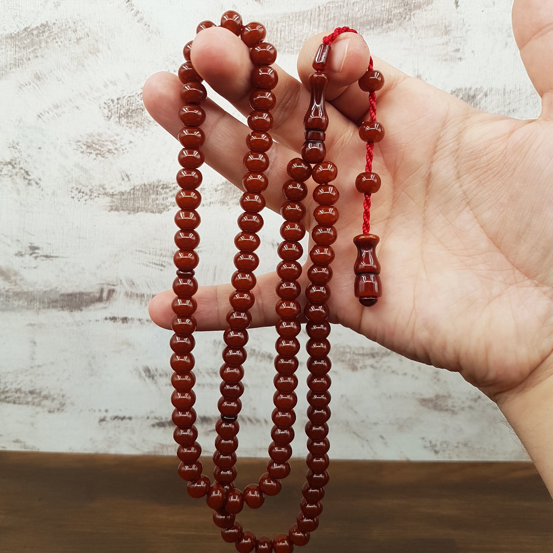 99 Habbe Açık Kahve Sıkma Kehribar Namaz Tesbihi