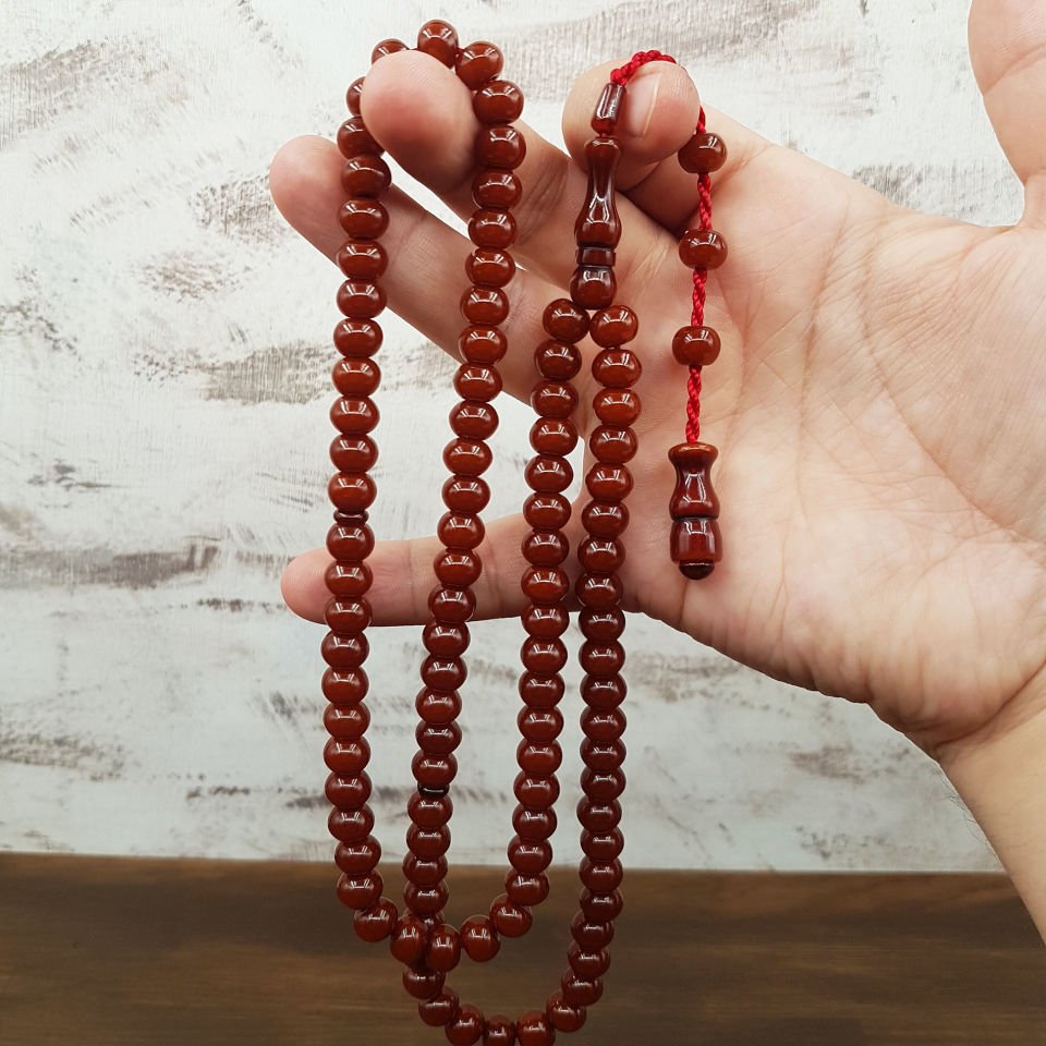 99 Habbe Açık Kahve Sıkma Kehribar Namaz Tesbihi