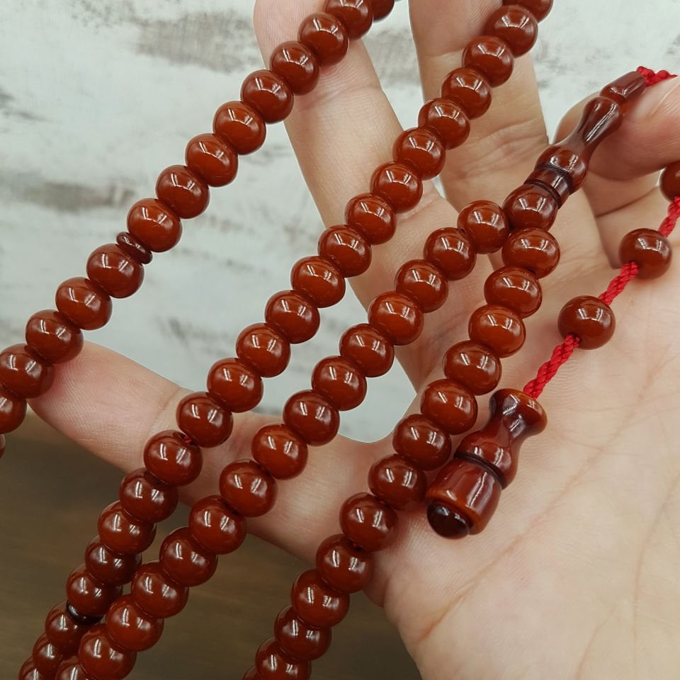 99 Habbe Açık Kahve Sıkma Kehribar Namaz Tesbihi