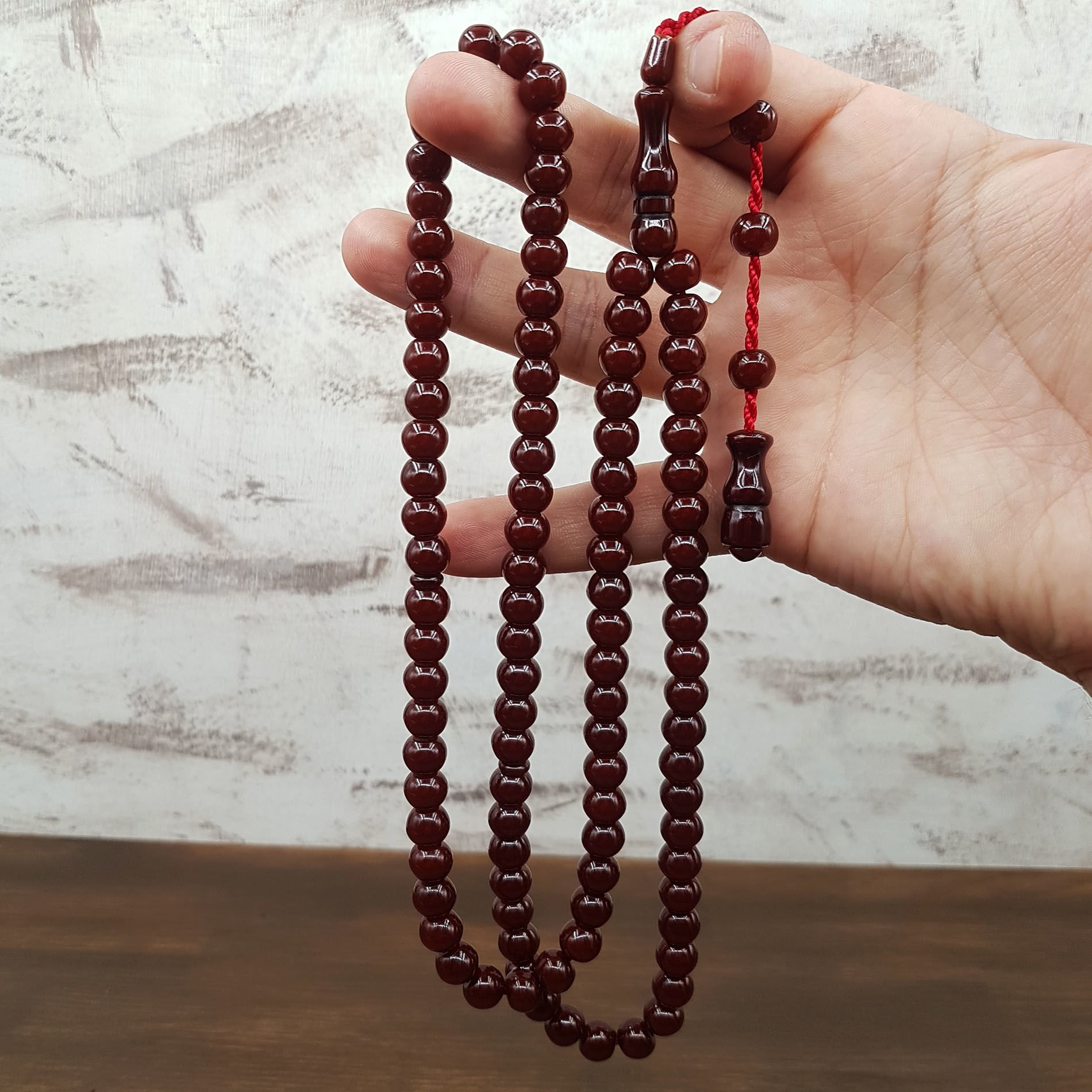 99 Habbe Koyu Kahve Sıkma Kehribar Namaz Tesbihi