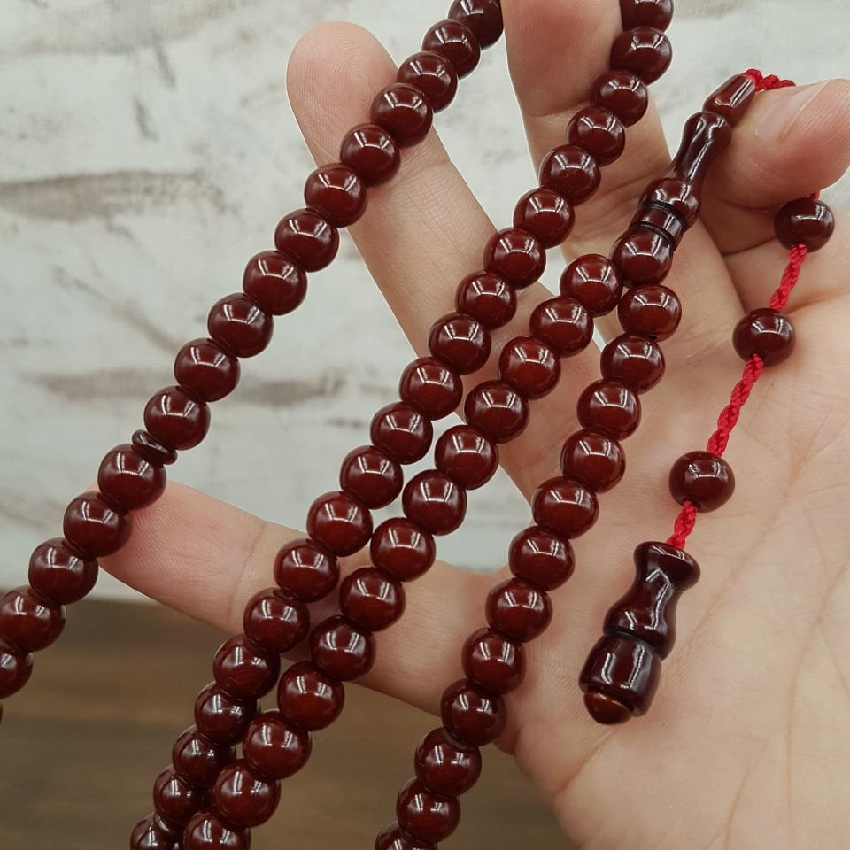 99 Habbe Koyu Kahve Sıkma Kehribar Namaz Tesbihi