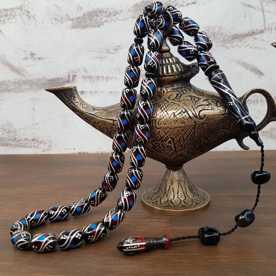 Firuze Gümüş İşlemeli Kapsül Erzurum Oltu Tesbih