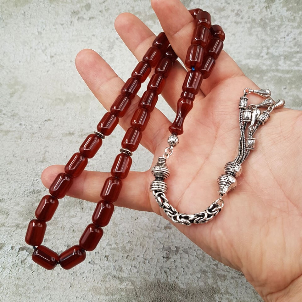 Büyük Boy Kapsül Kesim Sıkma Kehribar Tesbih