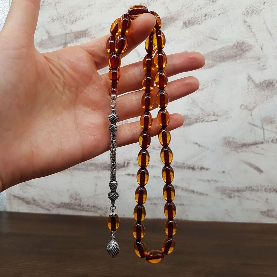 Gümüş Püskül Arpa Kesim Faturan Ateş Kehribar Tesbih