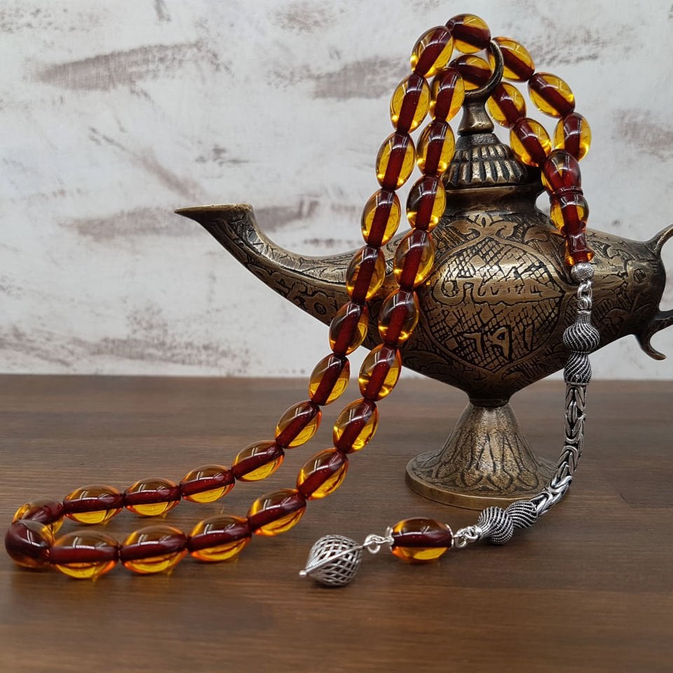 Gümüş Püskül Arpa Kesim Faturan Ateş Kehribar Tesbih