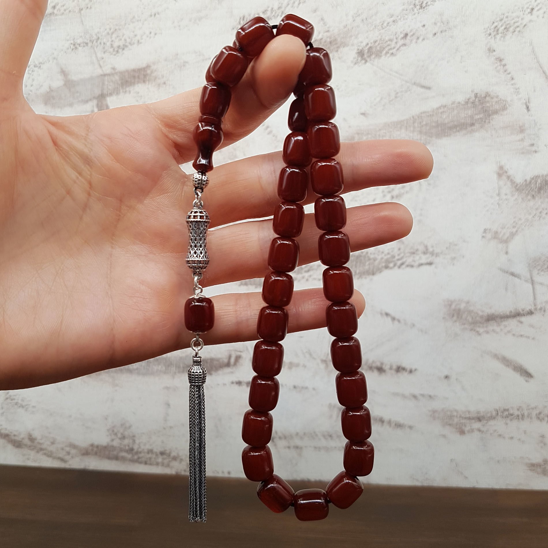 İmame Oturtma Kahve Sıkma Kehribar Tesbih