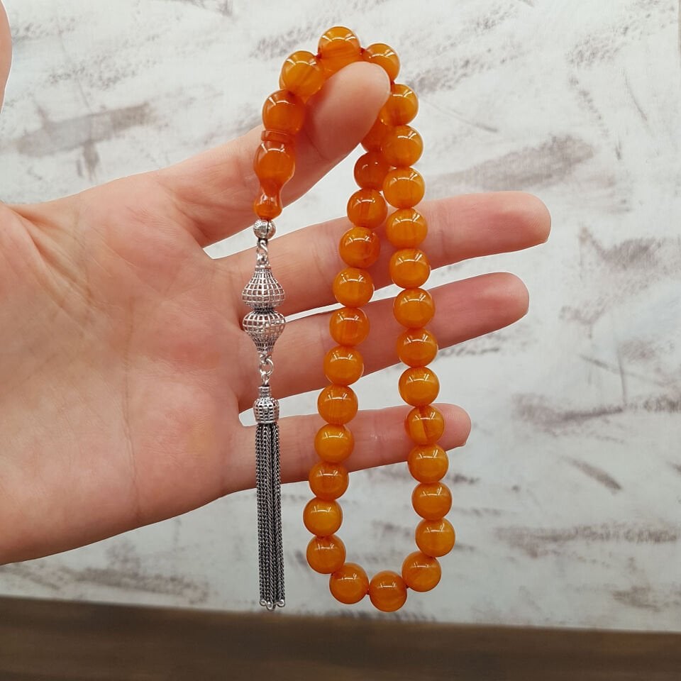 Bilek Boy Gümüş Püskül  Kayısı Sıkma Kehribar