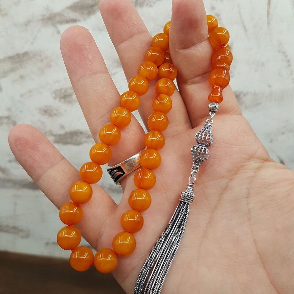 Bilek Boy Gümüş Püskül  Kayısı Sıkma Kehribar