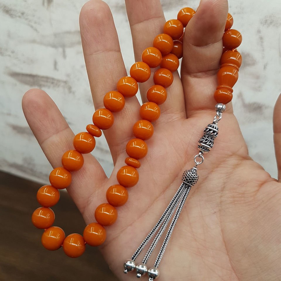 Gümüş Püskül Turuncu Küre Katalin Tesbih