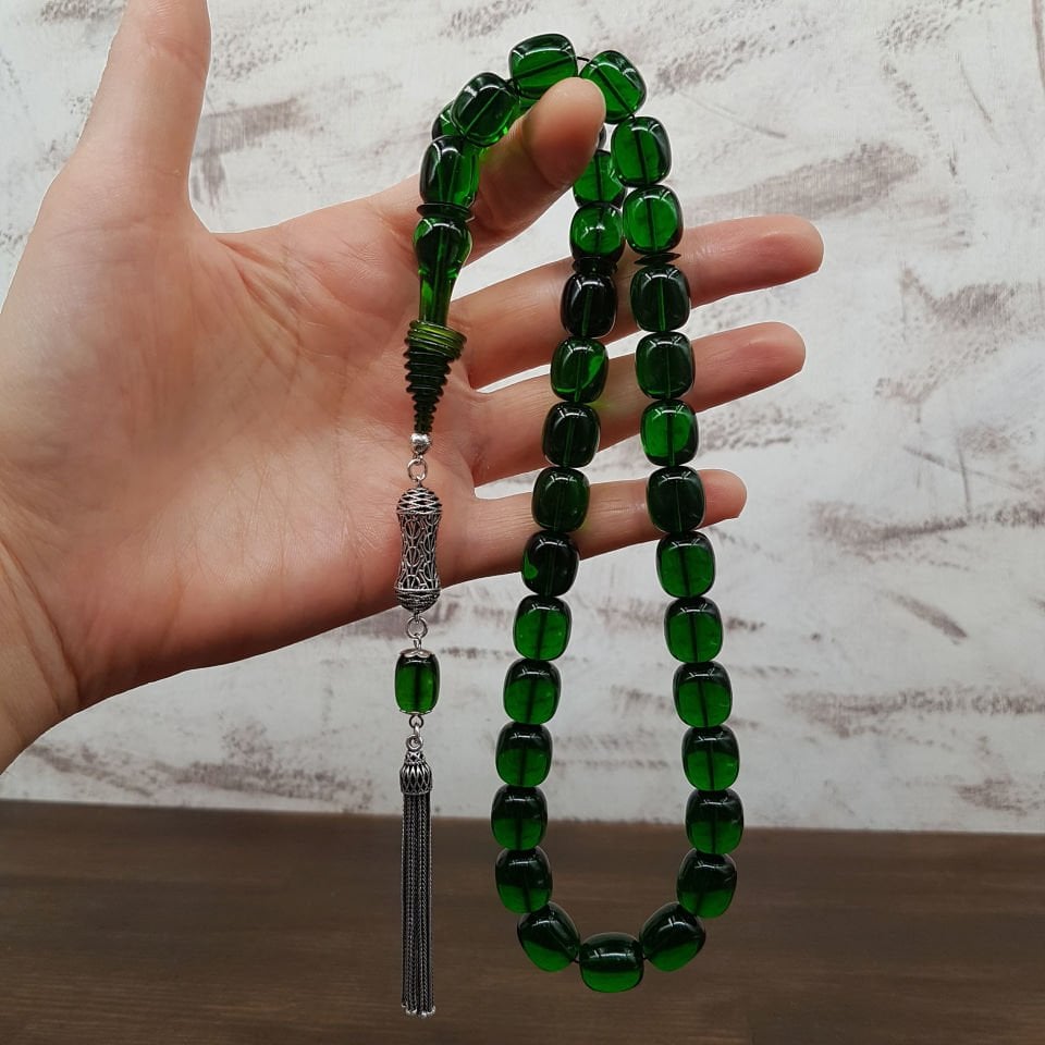 Büyük Boy İmame Halkalı Yeşil Ateş Kehribar