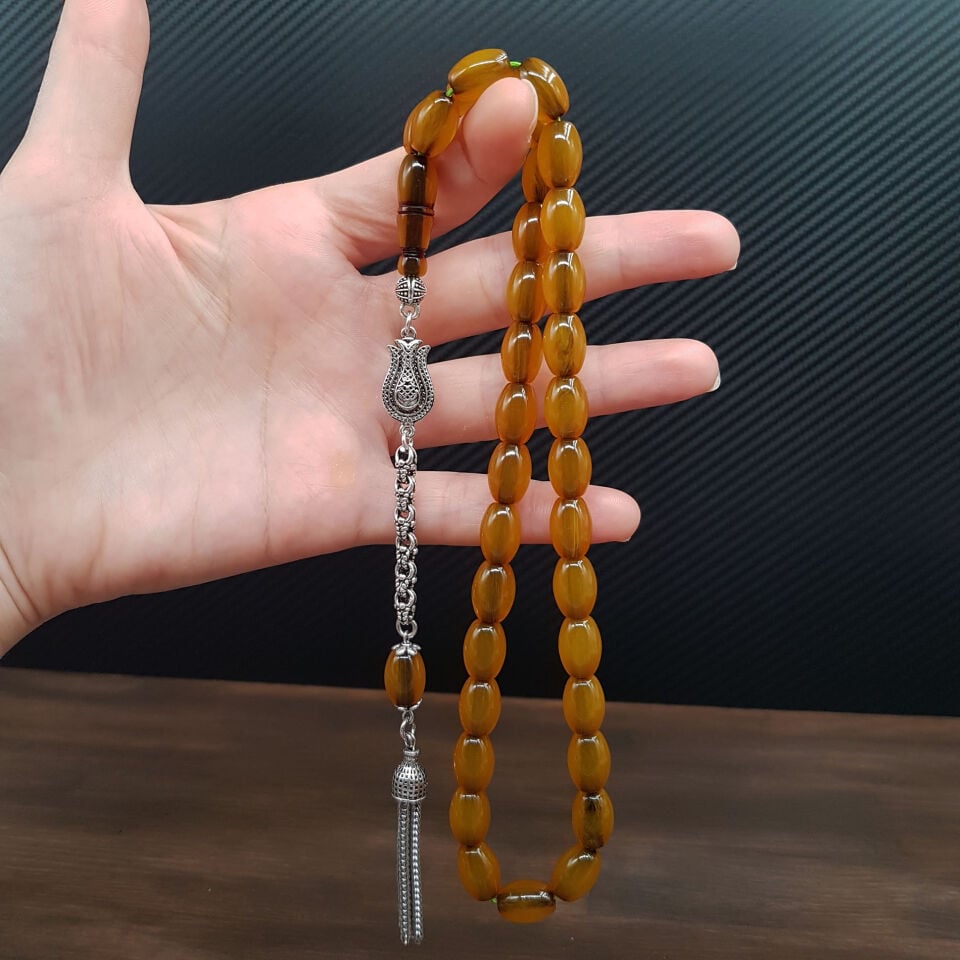 Havşa Delim Çubuk Sıkma Kehribar Tesbih