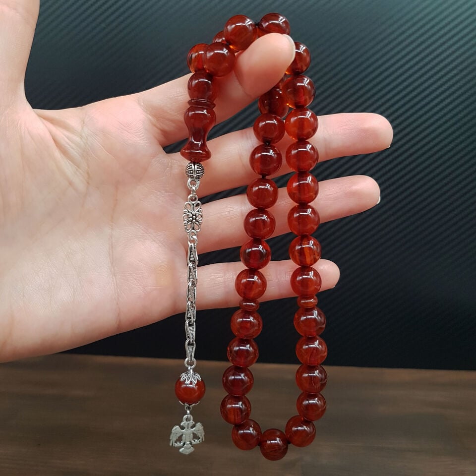 Kahverengi Havşa Delim Sıkma Kehribar Tesbih