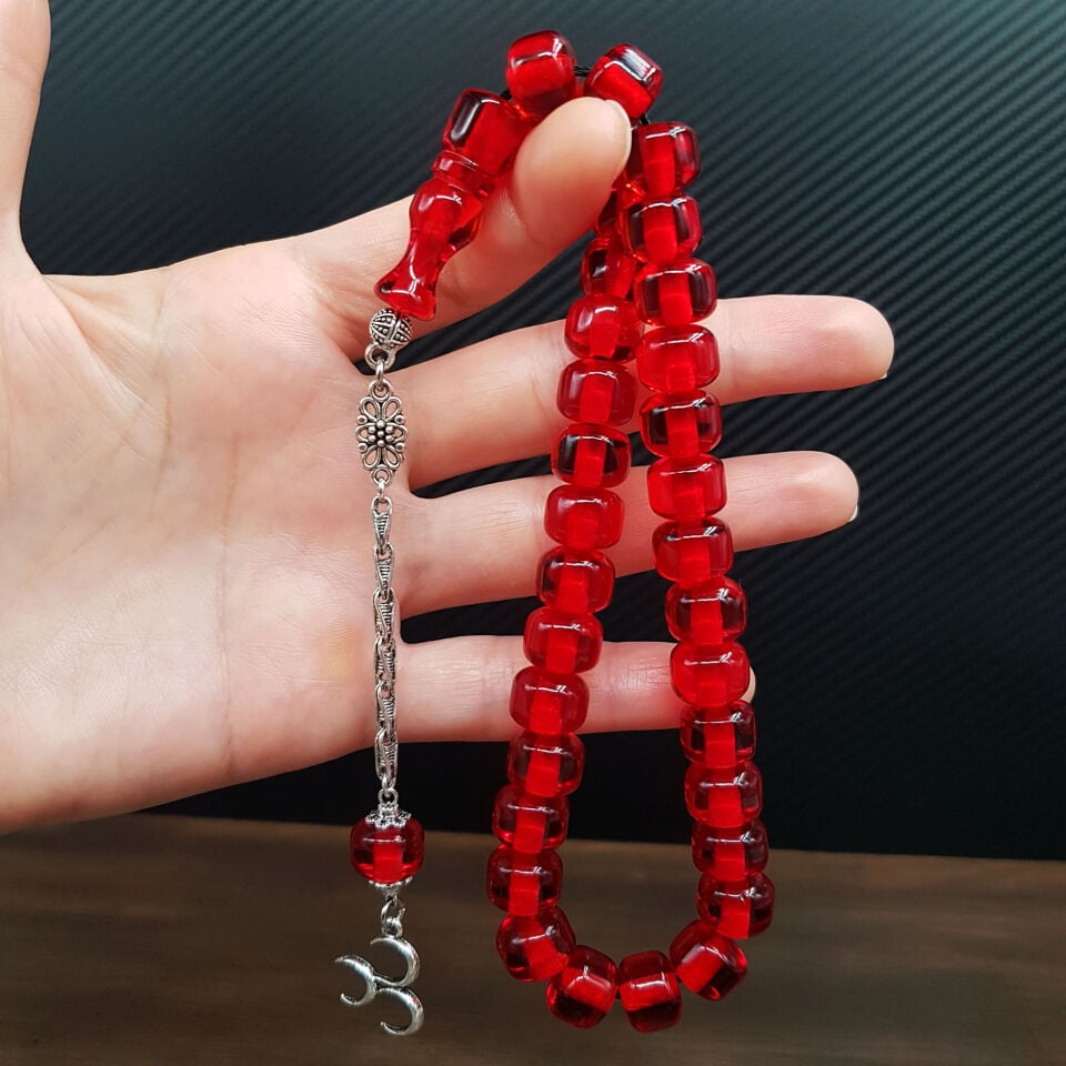 Kırmızı Havşa Delim Teker Ateş Kehribar Tesbih
