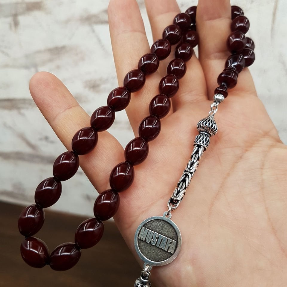 Gümüş Püskül Kişiye Özel Arpa Kesim Sıkma Kehribar