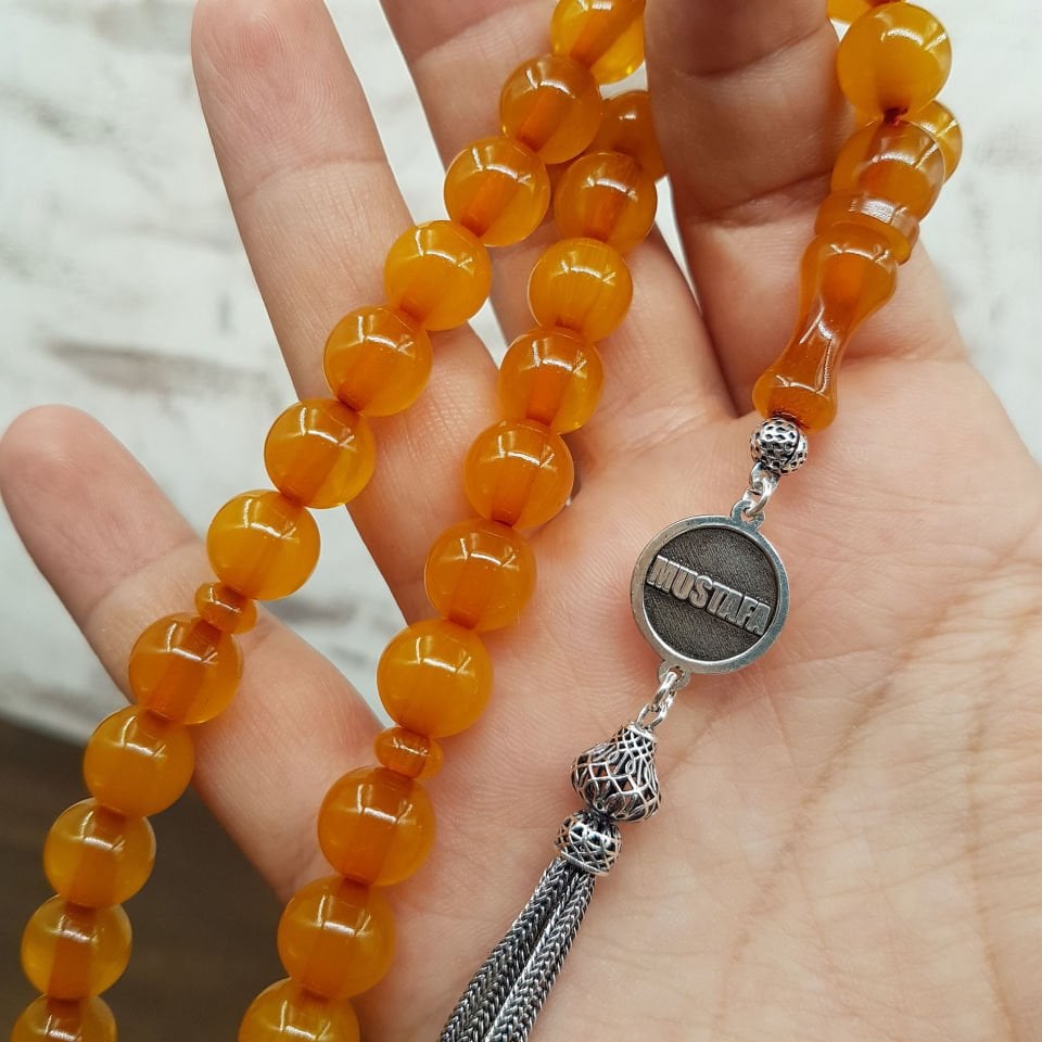 Gümüş Püskül Kişiye Özel Küre Sıkma Kehribar