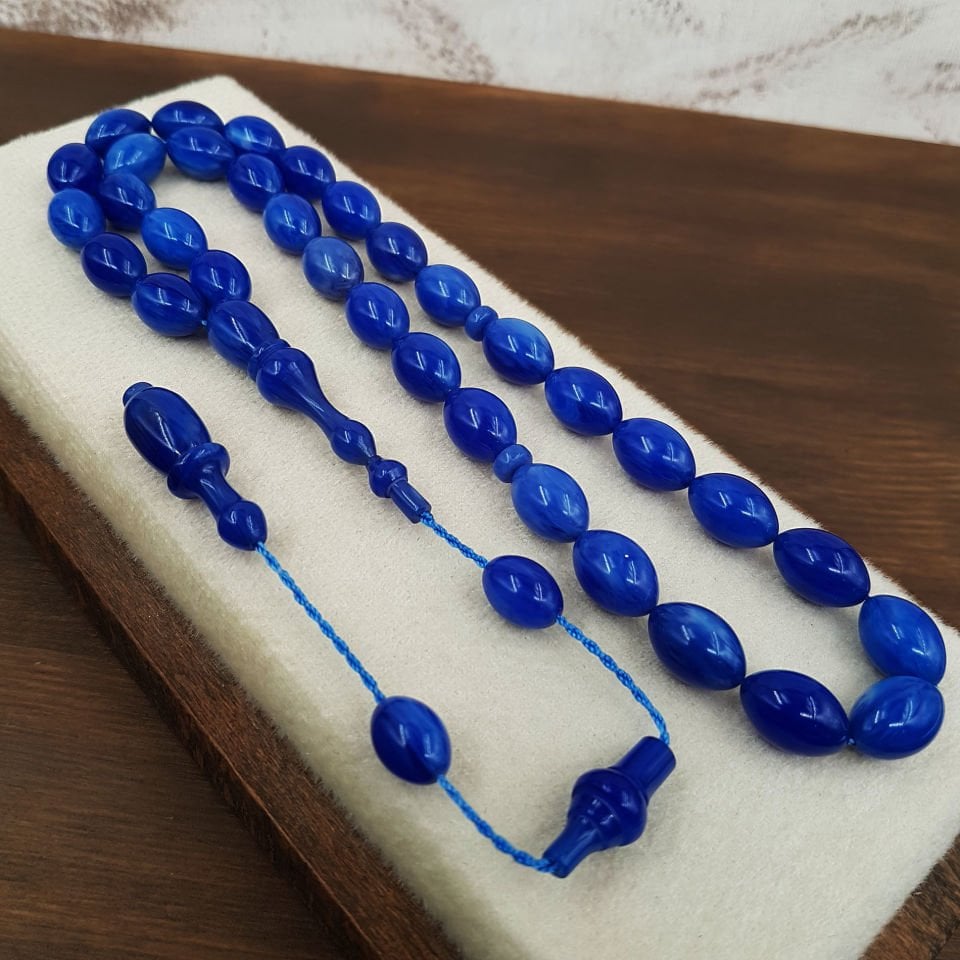 Büyük Boy Arpa Kesim Mavi Katalin Tesbih