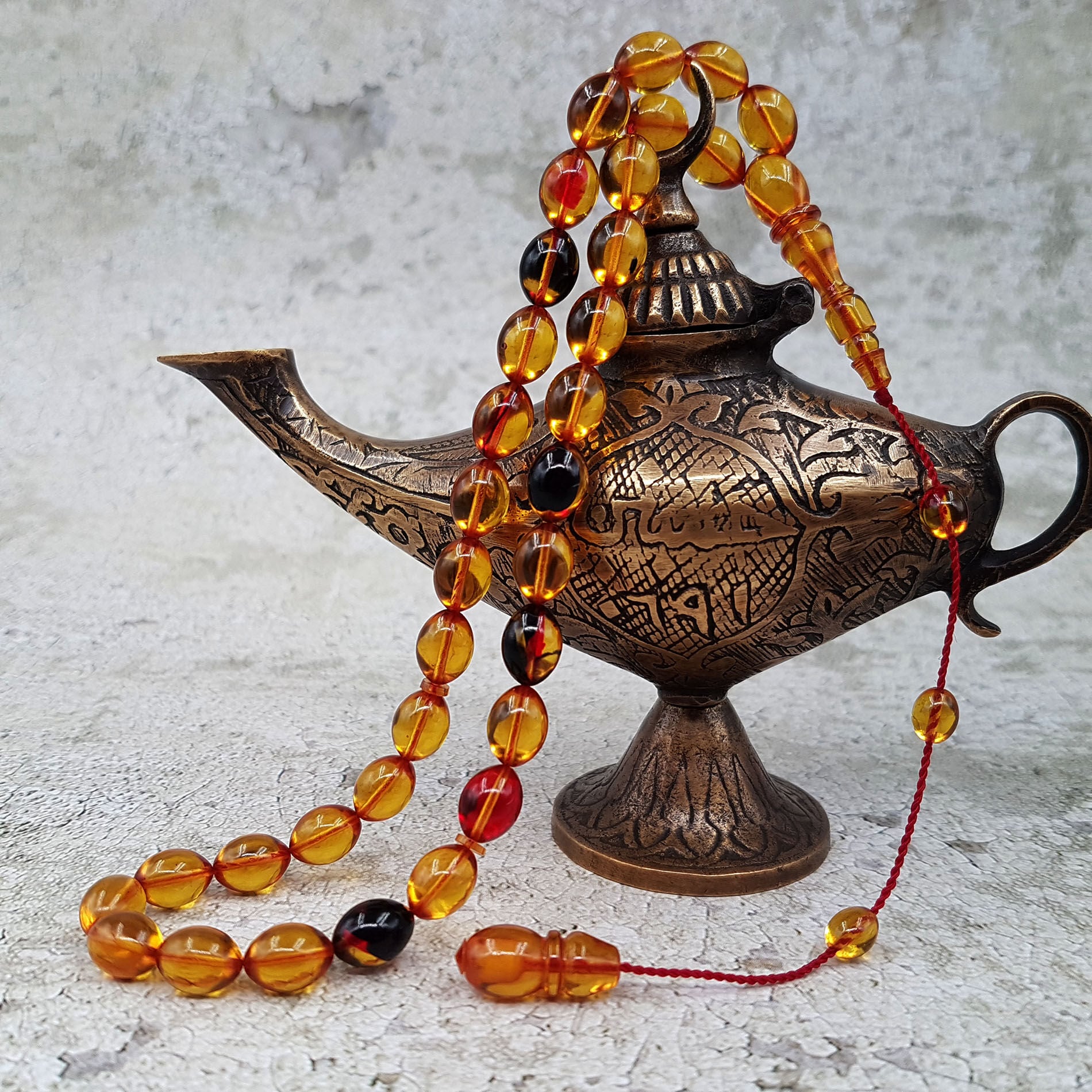 Beyzi Sarı Hareli Ateş Kehribar Tesbih