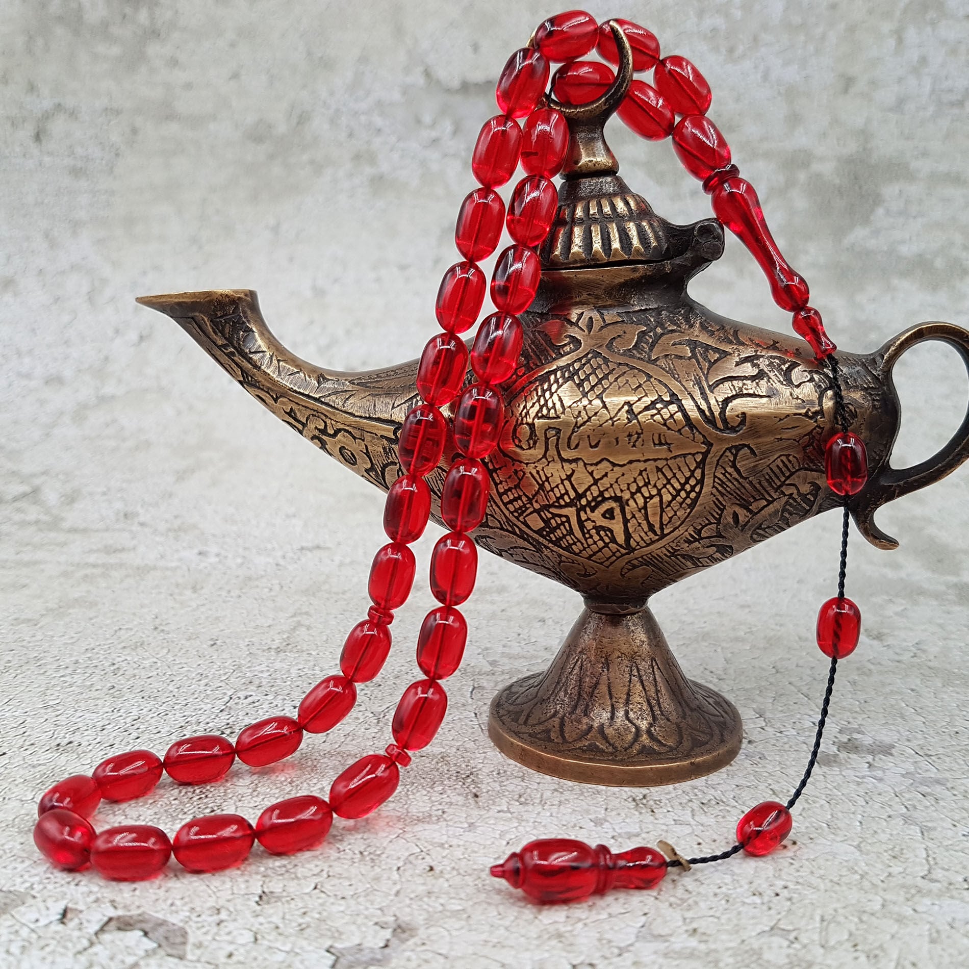 Kırmızı Badem Kesim Ateş Kehribar Tesbih