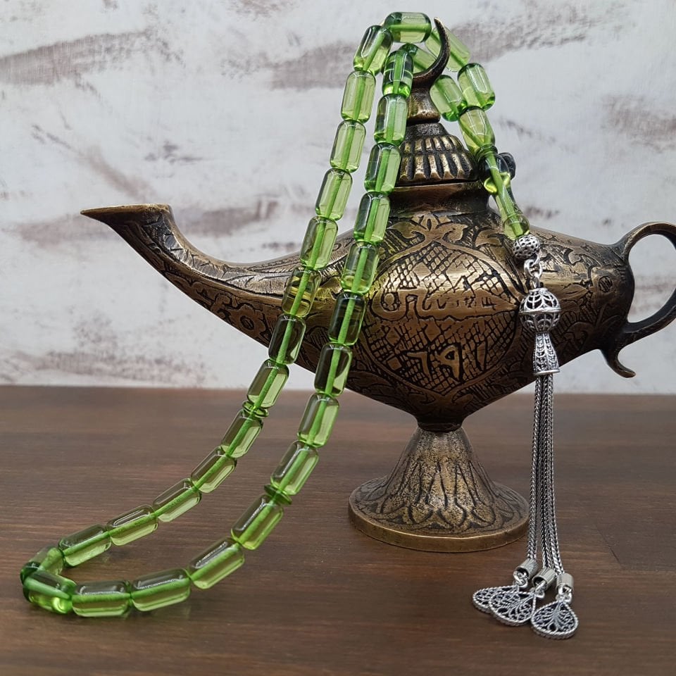 Yeşil Kapsül Damla Kehribar Tesbih