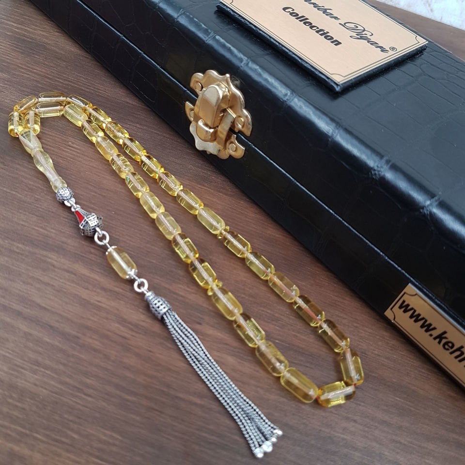 Şeffaf Kaya Damla Kehribar Tesbih