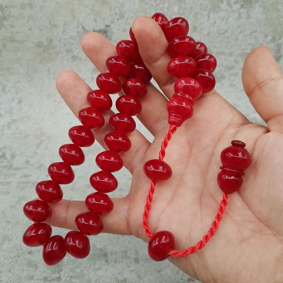 Büyük Boy Koleksiyonluk Teker Sıkma Kehribar Tesbih