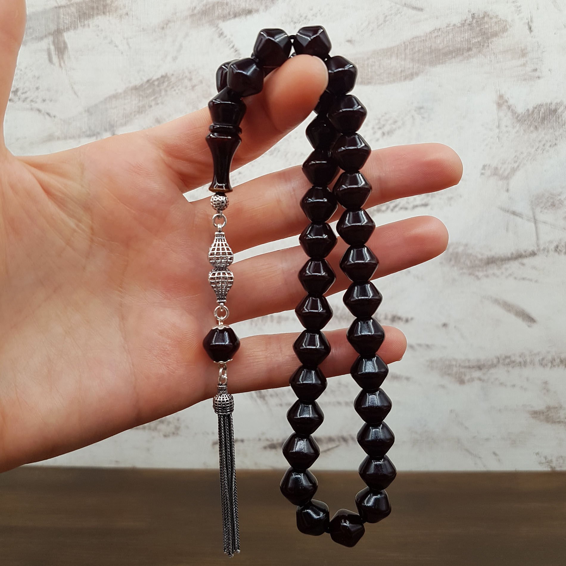 Gümüş Püskül Sığırcık Kesim Sıkma Kehribar