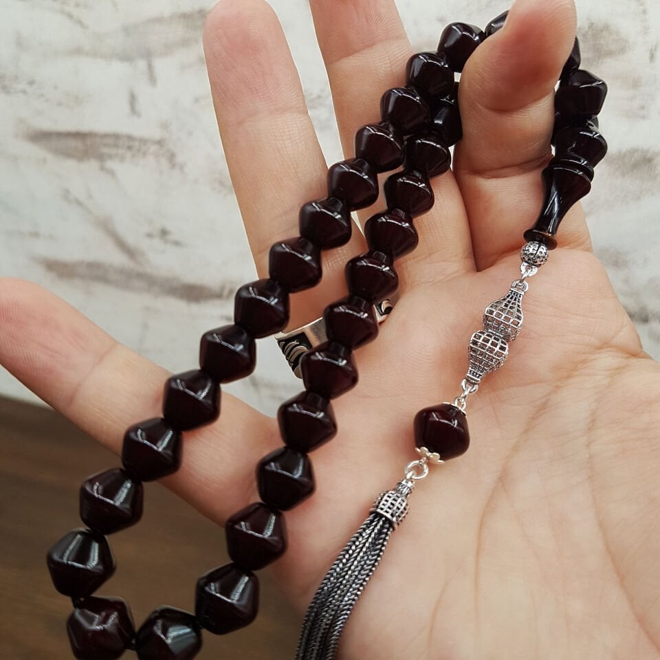 Gümüş Püskül Sığırcık Kesim Sıkma Kehribar