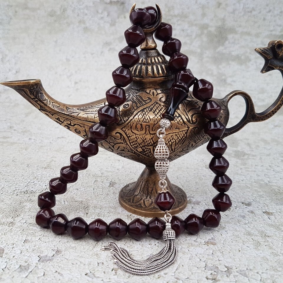 Gümüş Püskül Kahverengi Sığırcık Kesim Sıkma Kehribar