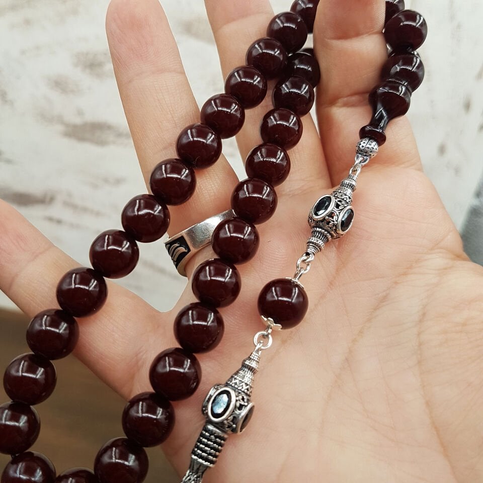 Gümüş Püskül Osmanlı Torunu Küre Sıkma Kehribar