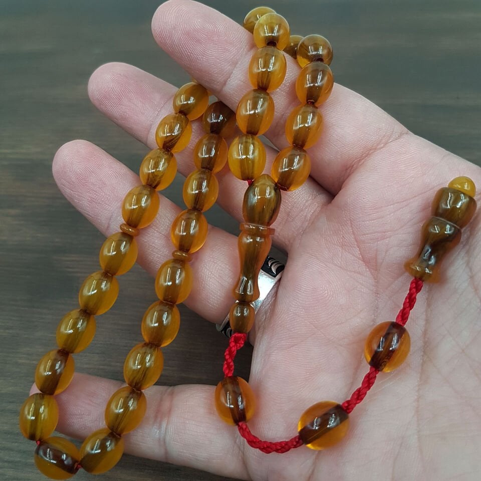 Eskitme Beyzi Çubuk Sıkma Kehribar Tesbih