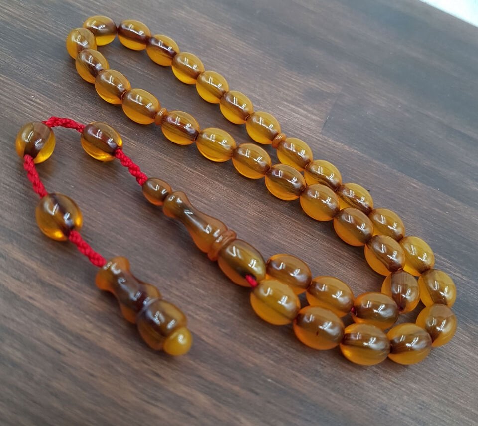 Eskitme Beyzi Çubuk Sıkma Kehribar Tesbih