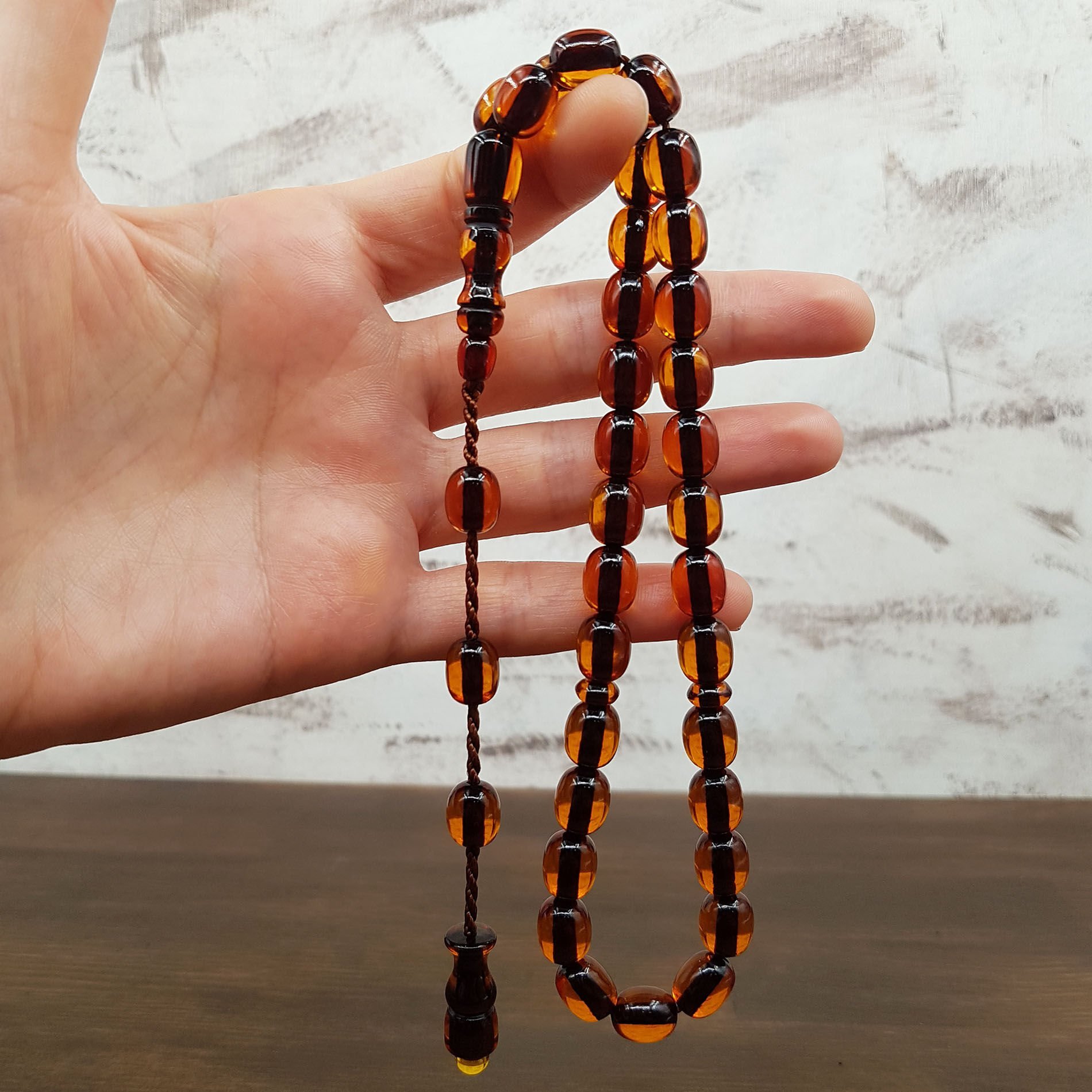 Turuncu Çubuk Ateş Kehribar Tesbih