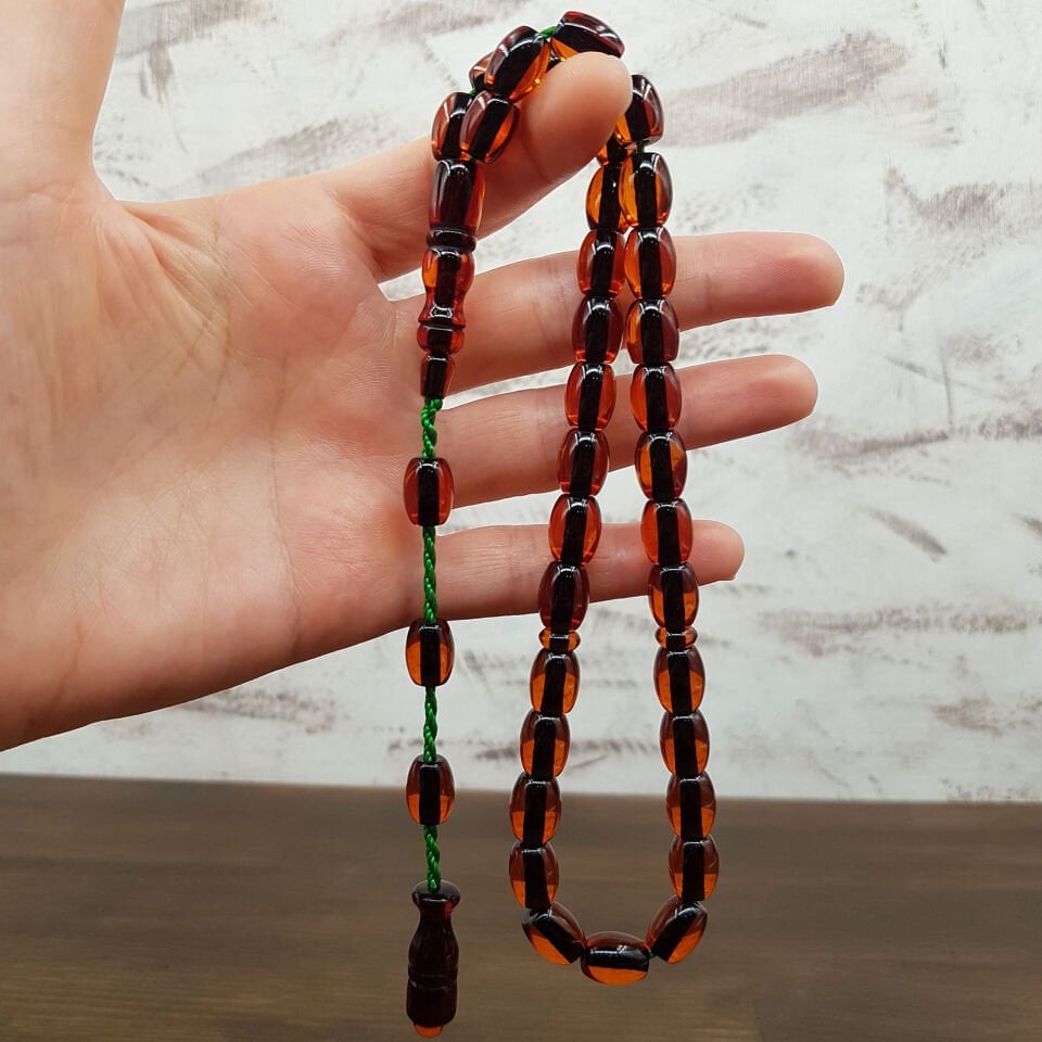 Turuncu Fıçı Kesim Çubuk Ateş Kehribar Tesbih