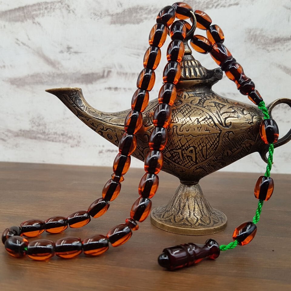 Turuncu Fıçı Kesim Çubuk Ateş Kehribar Tesbih