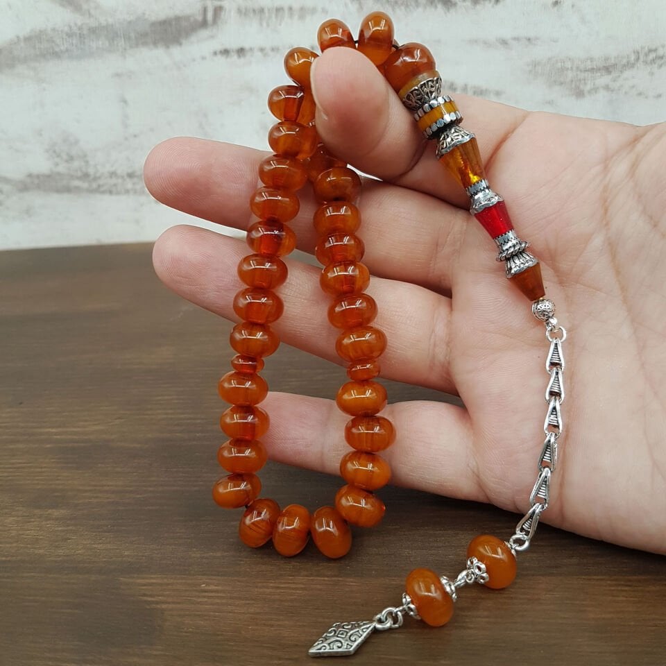 Bilek Boy Nakkaş İmame Sıkma Kehribar Tesbih