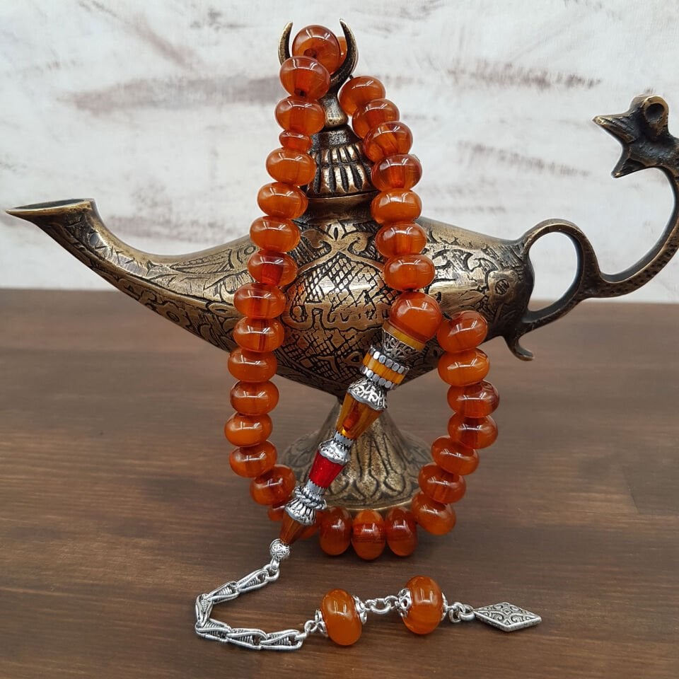 Bilek Boy Nakkaş İmame Sıkma Kehribar Tesbih