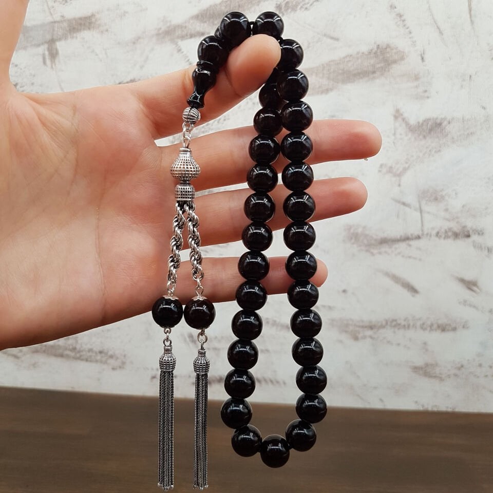 Premium Koyu Bordo Sıkma Kehribar Tesbih
