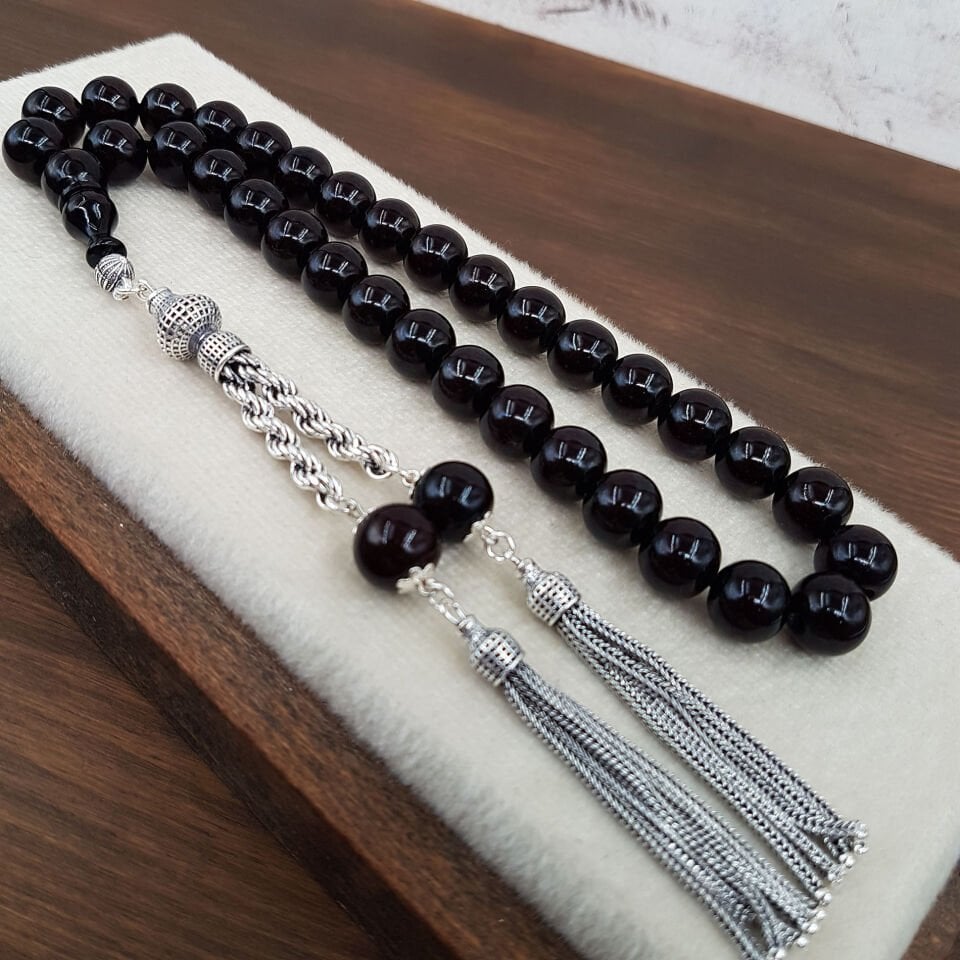 Premium Koyu Bordo Sıkma Kehribar Tesbih