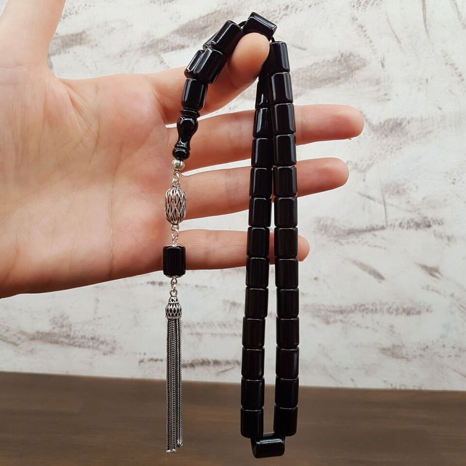 Gümüş Püskül Havşa Delim Oval Kesme Sıkma Kehribar