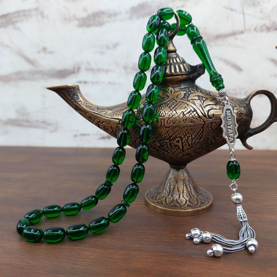 Kişiye Özel Yeşil Ateş Kehribar Tesbih