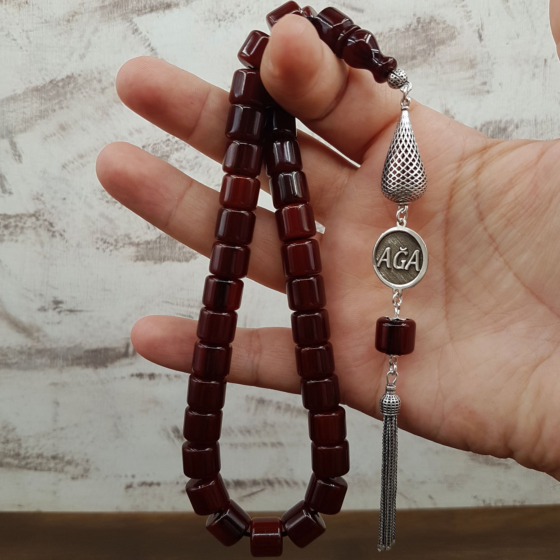 Kişiye Özel Teker Kesim Sıkma Kehribar Tesbih