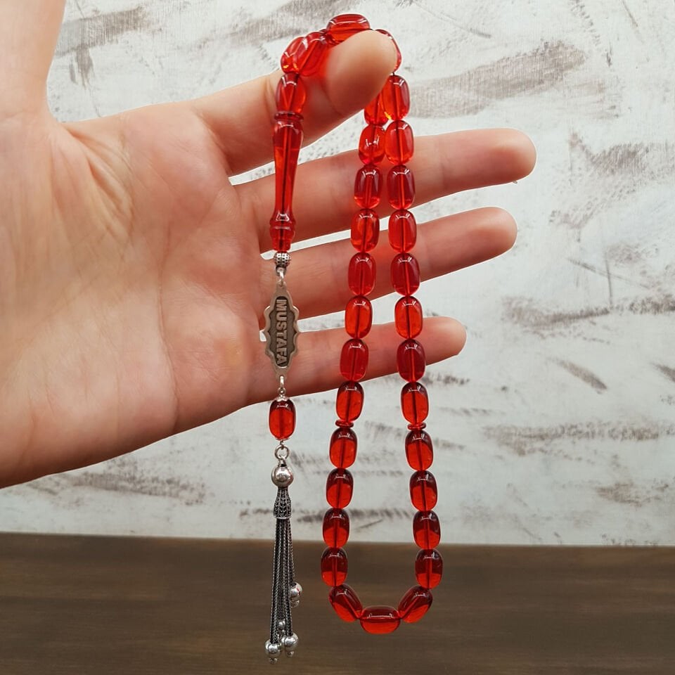 Kişiye Özel Turuncu Ateş Kehribar Tesbih