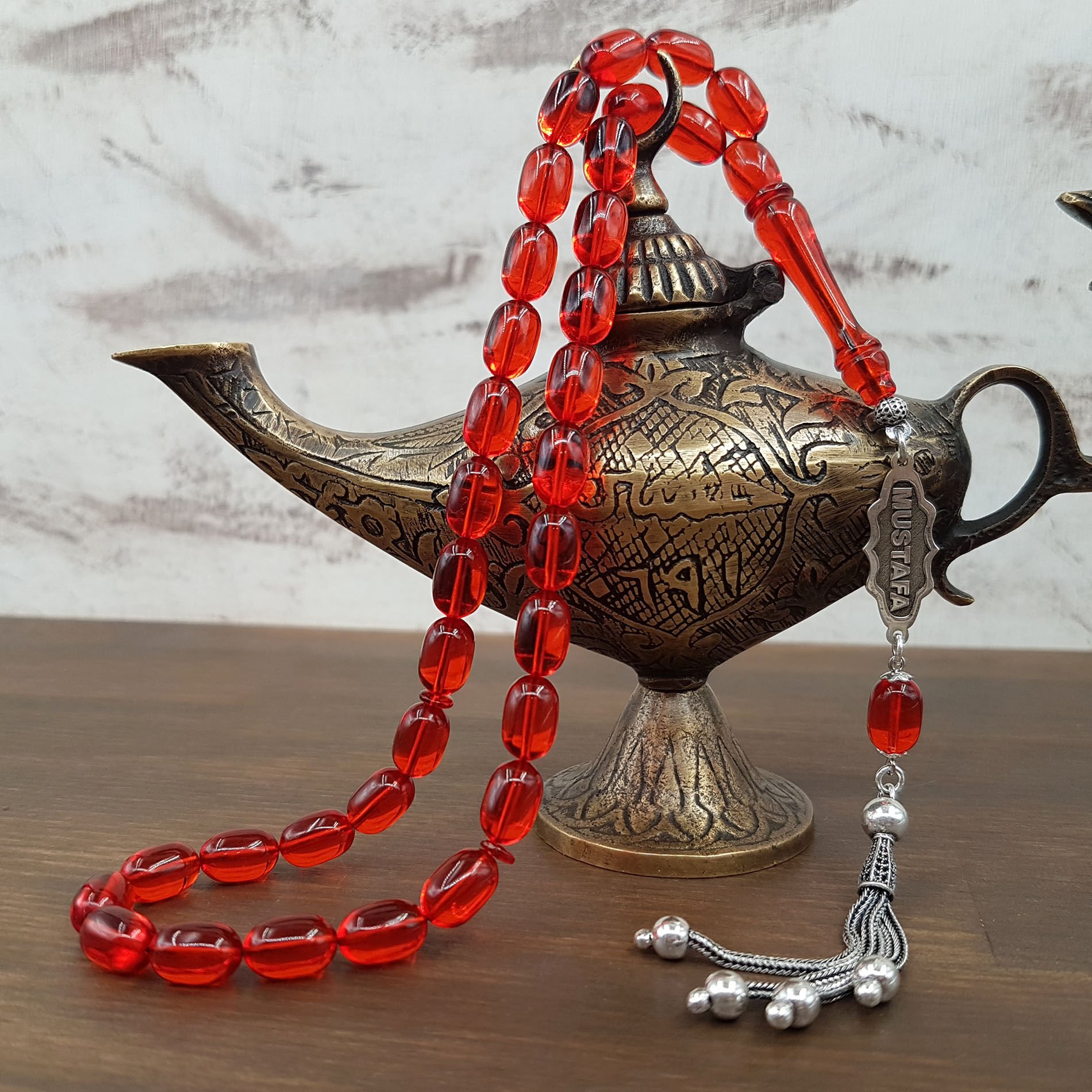 Kişiye Özel Turuncu Ateş Kehribar Tesbih