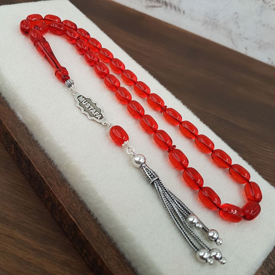 Kişiye Özel Turuncu Ateş Kehribar Tesbih