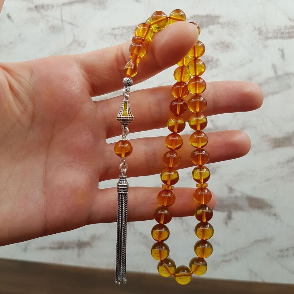 Bilek Boy Gümüş Püskül Sarı Küre Ateş Kehribar