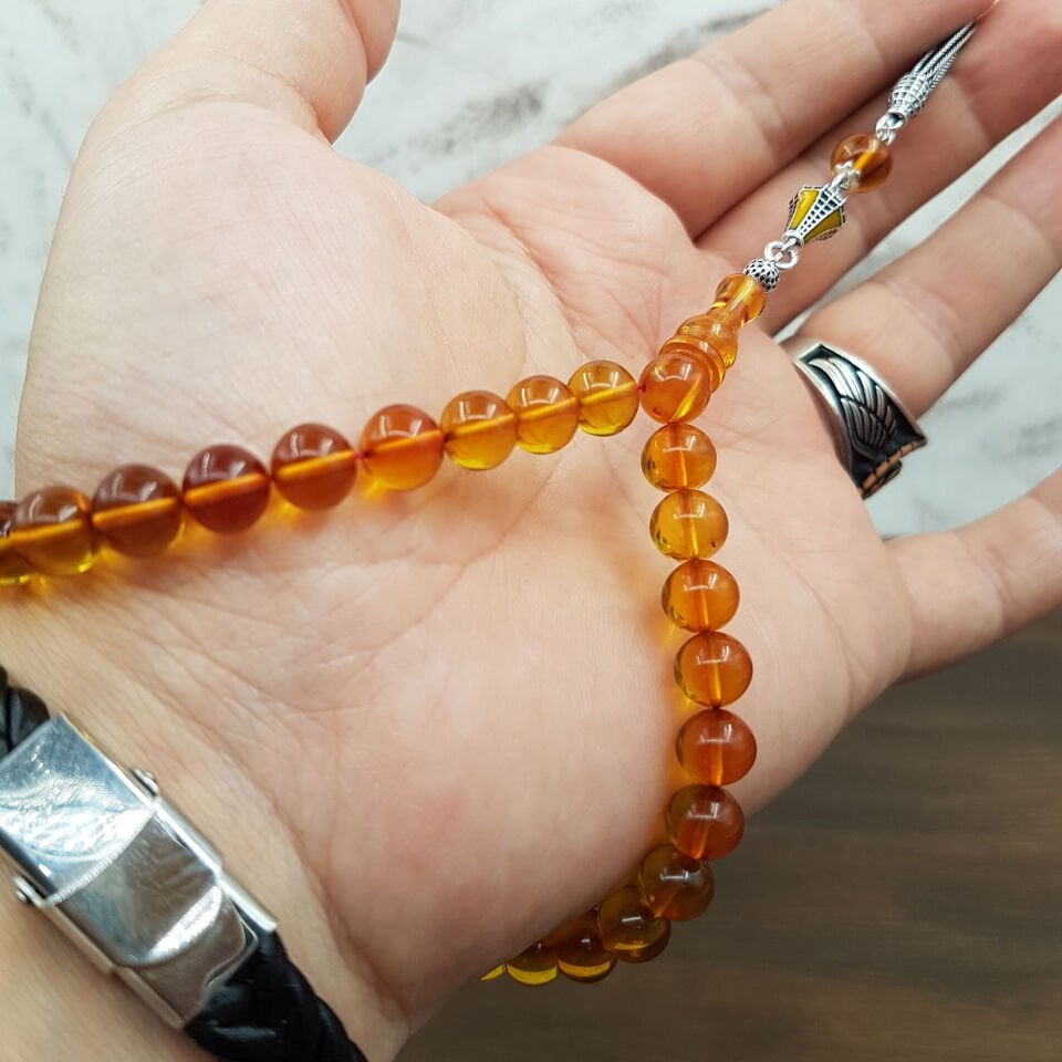 Bilek Boy Gümüş Püskül Sarı Küre Ateş Kehribar