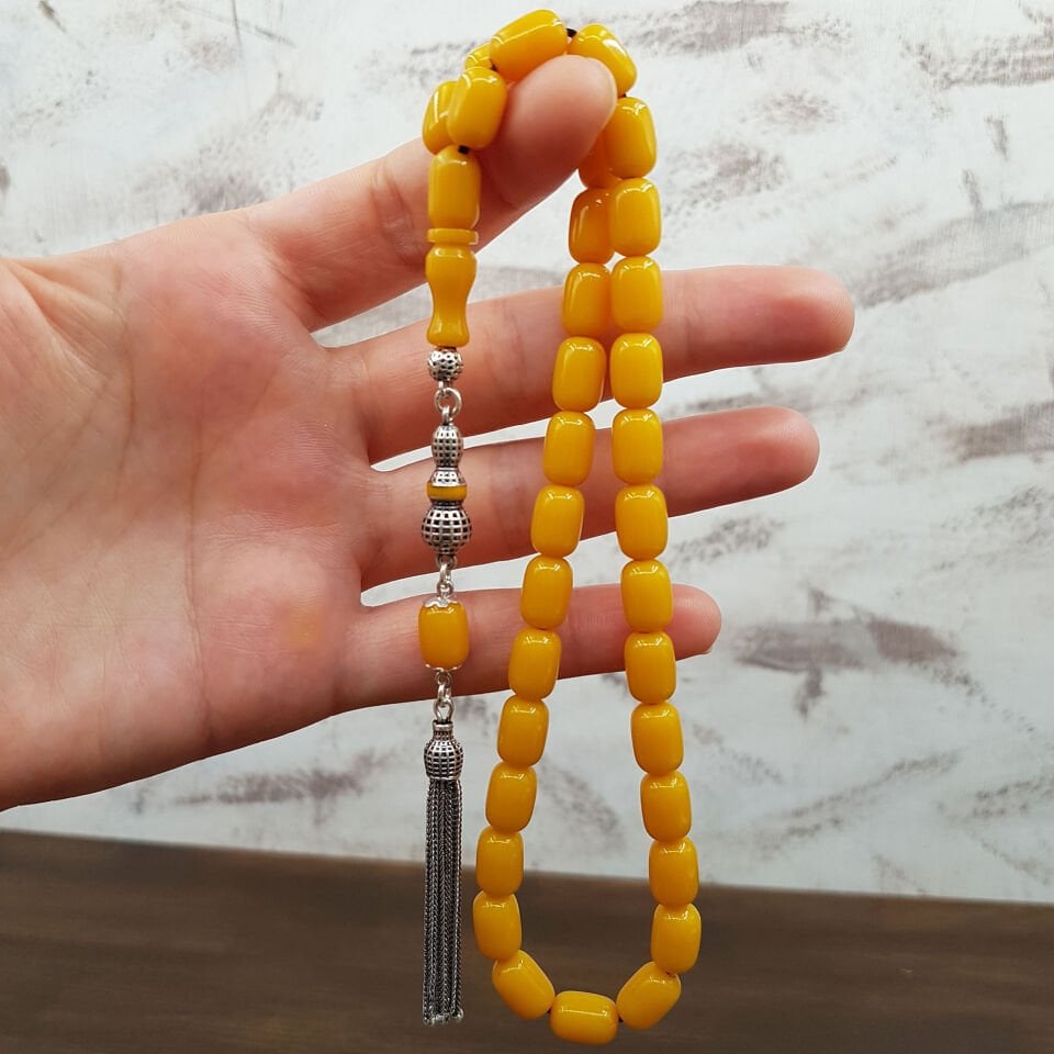 Bürokrat Boy Sarı Kapsül Sıkma Kehribar Tesbih